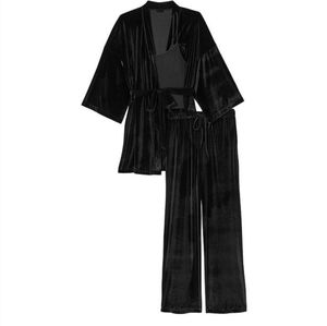 Victoria secret 3 piece Velvet Pj set fit size Medium to Large NWT